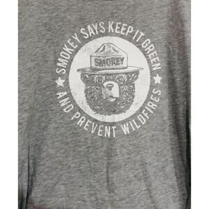 Official Licensee Women's T-Shirt Smokey The Bear Graphic Hi-Low Hem Gray‎ Small